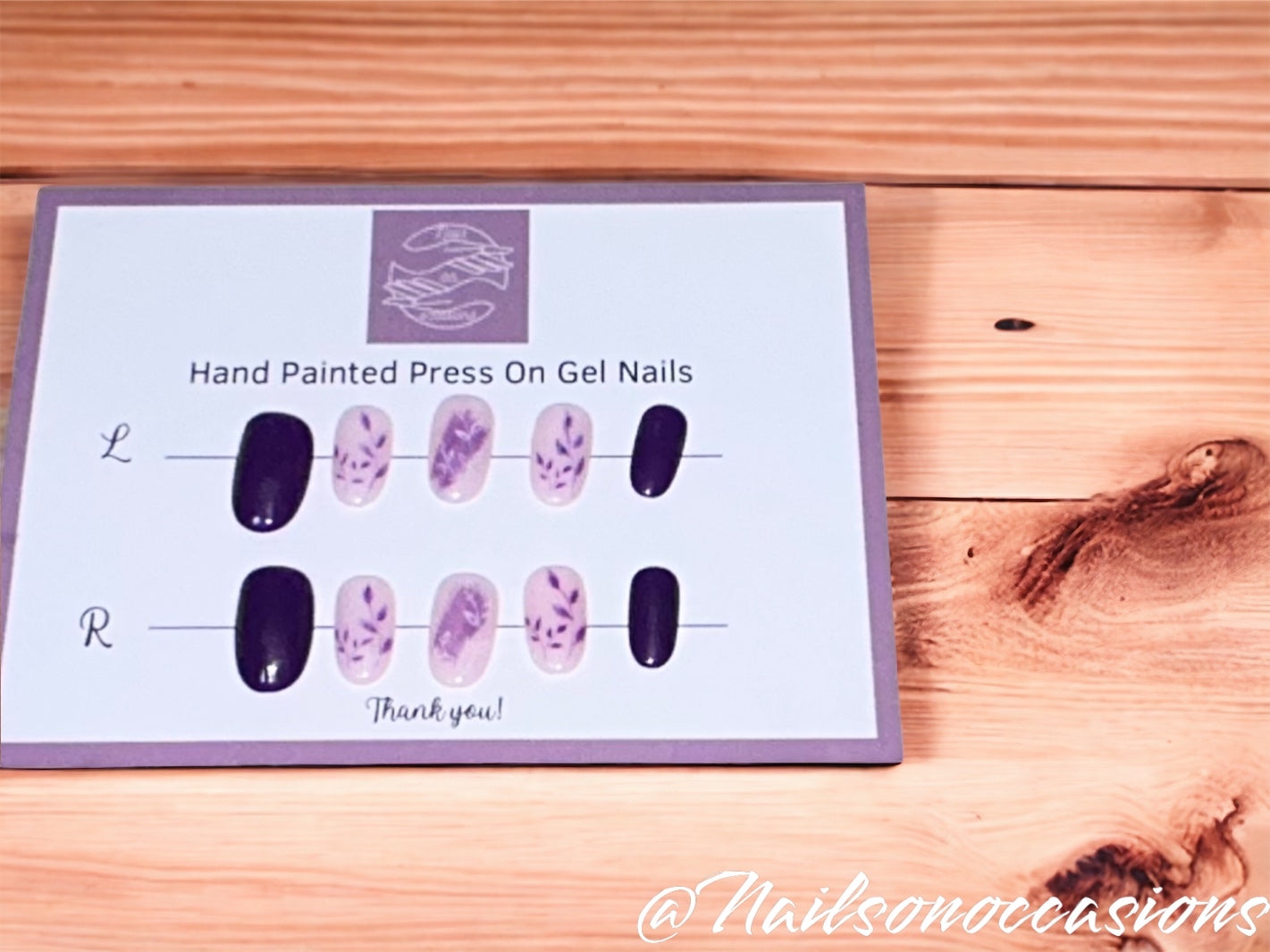 Handmade Press on Nails Autumn | Self adhesive | Glue on | Full Cover Nails | Fake Nails | Purple Colour | UK Free Delivery | Luxury Gifts | Gel Nails | Oval shape | BIAB | Application kit included | Reusable | Durable | Elegant Touch |