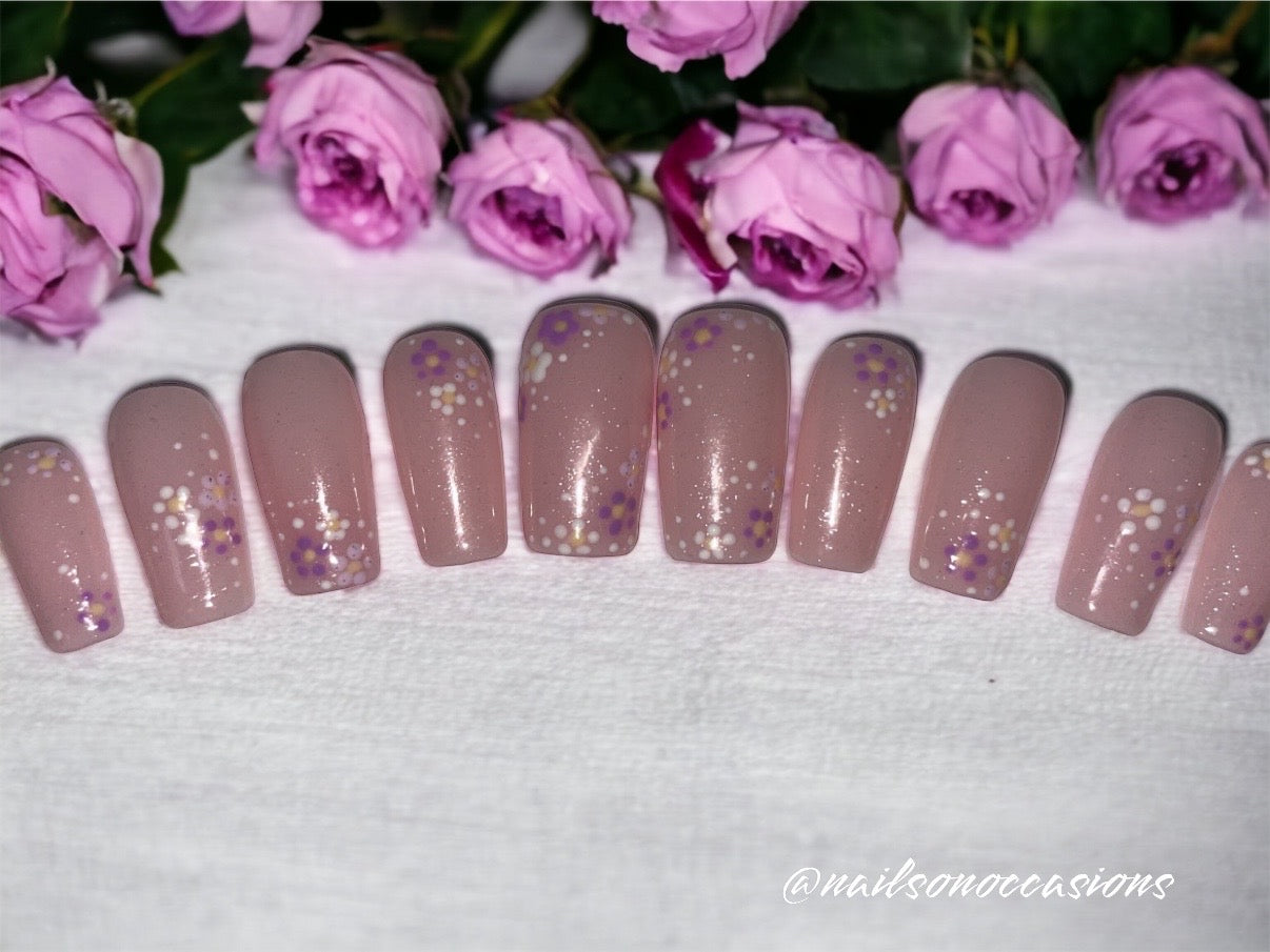 Luxury Press On Nails | Glitter Nails | Medium Pink Gel Nails | Acrylic Nails | False Nails | Fake Nails | Thanksgiving Nails | BIAB | Handmade | Removable Nails | Stick on nails | UK free delivery | Autumn  nails | salon ready | Square shape |