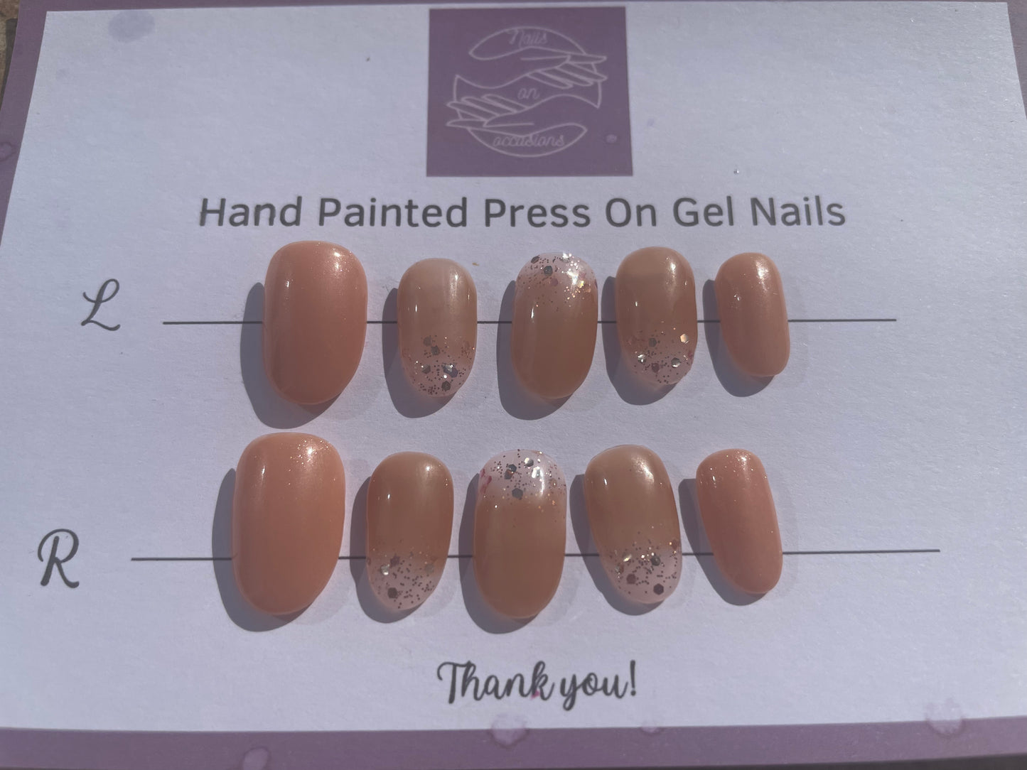 Handmade Press on Nails Autumn | Self adhesive | Glue on | Full Cover Nails | Fake Nails | Brown Colour | UK Free Delivery | Luxury Gifts | Gel Nails | Coffin shape | BIAB | Application kit included | Reusable | Durable | Occasion wear | Gold French Tips.