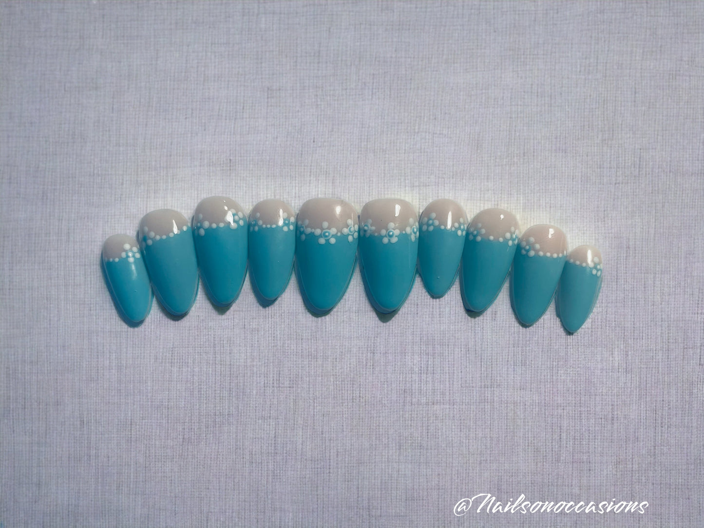 Press On Nails | cuff Nails | Cyan Blue Gel Nails | Acrylic Nails | False Nails | Fake Nails | wedding Nails | BIAB | Handmade | Removable Nails | Stick on nails | UK free delivery | Summer nails | Nails on occasions | salon ready | Almond shape |