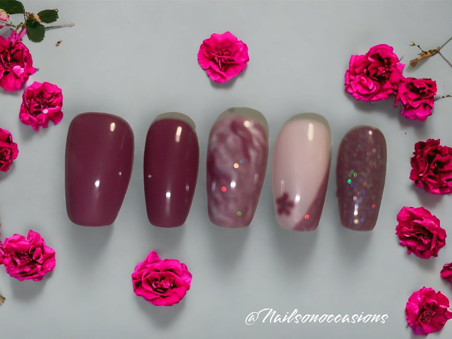 Luxury Press On Nails | Glitter Nails | Short Plum Gel Nails | Acrylic Nails | False Nails | Fake Nails | Thanksgiving Nails | BIAB | Handmade | Removable Nails | Stick on nails | UK free delivery | Autumn  nails | salon ready | Coffin shape | Marble