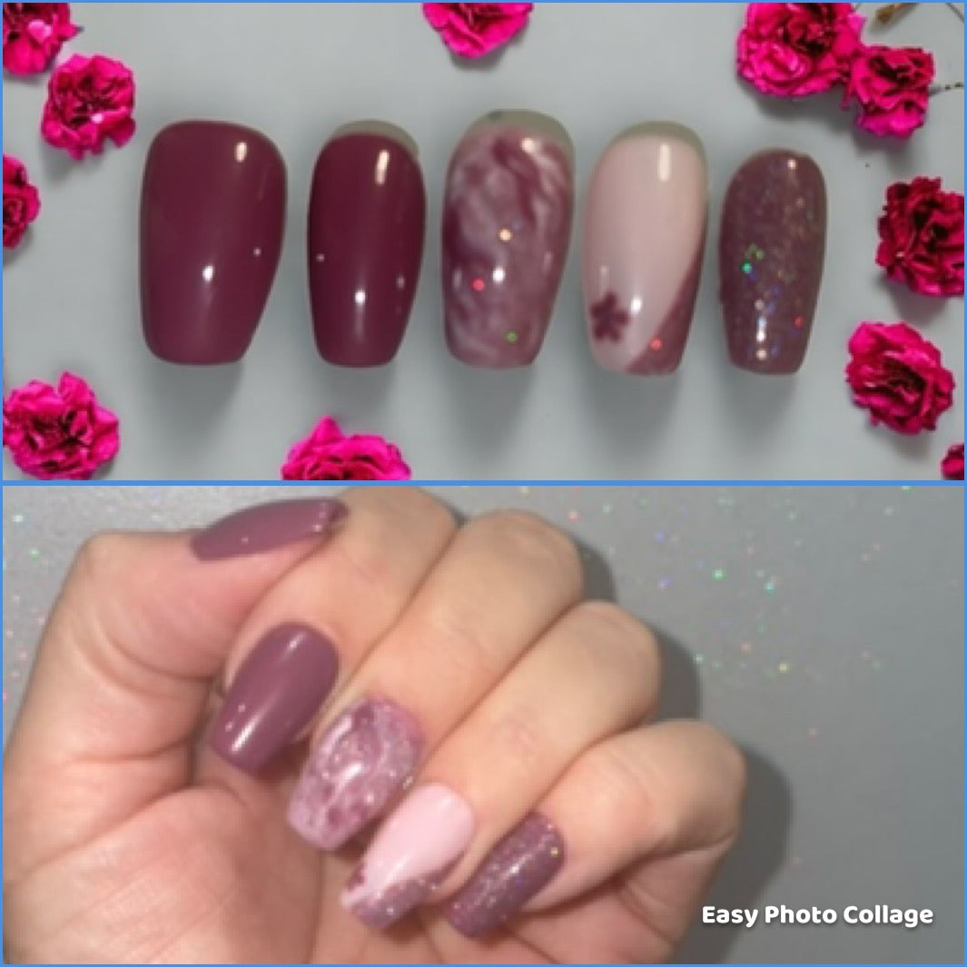 Luxury Press On Nails | Glitter Nails | Short Plum Gel Nails | Acrylic Nails | False Nails | Fake Nails | Thanksgiving Nails | BIAB | Handmade | Removable Nails | Stick on nails | UK free delivery | Autumn  nails | salon ready | Coffin shape | Marble