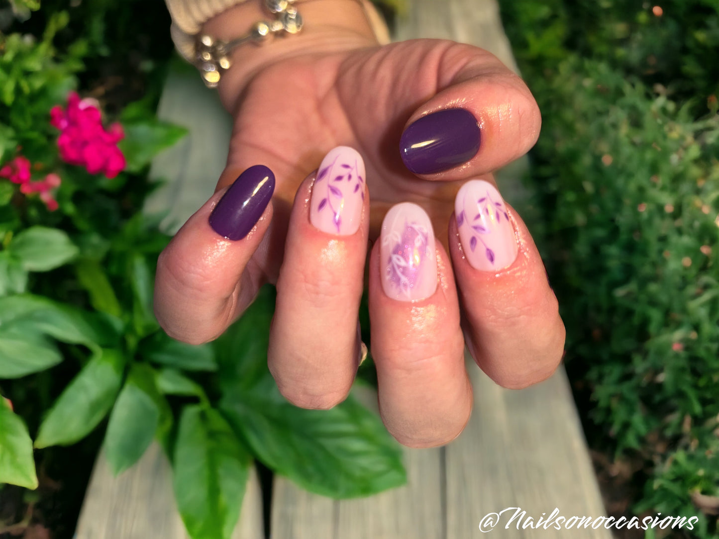 Handmade Press on Nails Autumn | Self adhesive | Glue on | Full Cover Nails | Fake Nails | Purple Colour | UK Free Delivery | Luxury Gifts | Gel Nails | Oval shape | BIAB | Application kit included | Reusable | Durable | Elegant Touch |