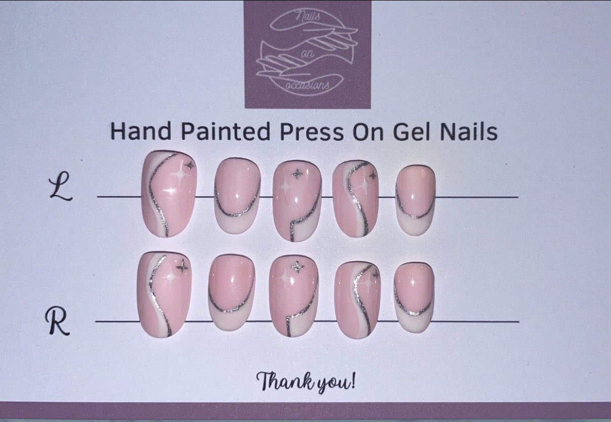 Handmade Gel Press on Nails | Self adhesive | Glue on | Full Cover Nails | Fake Nails | Pink Colour | UK Free Delivery | Luxury Gifts | Gel Nails | Coffin shape | BIAB | Application kit included | Reusable | Durable | Occasion wear | Oval Shape | DIY home