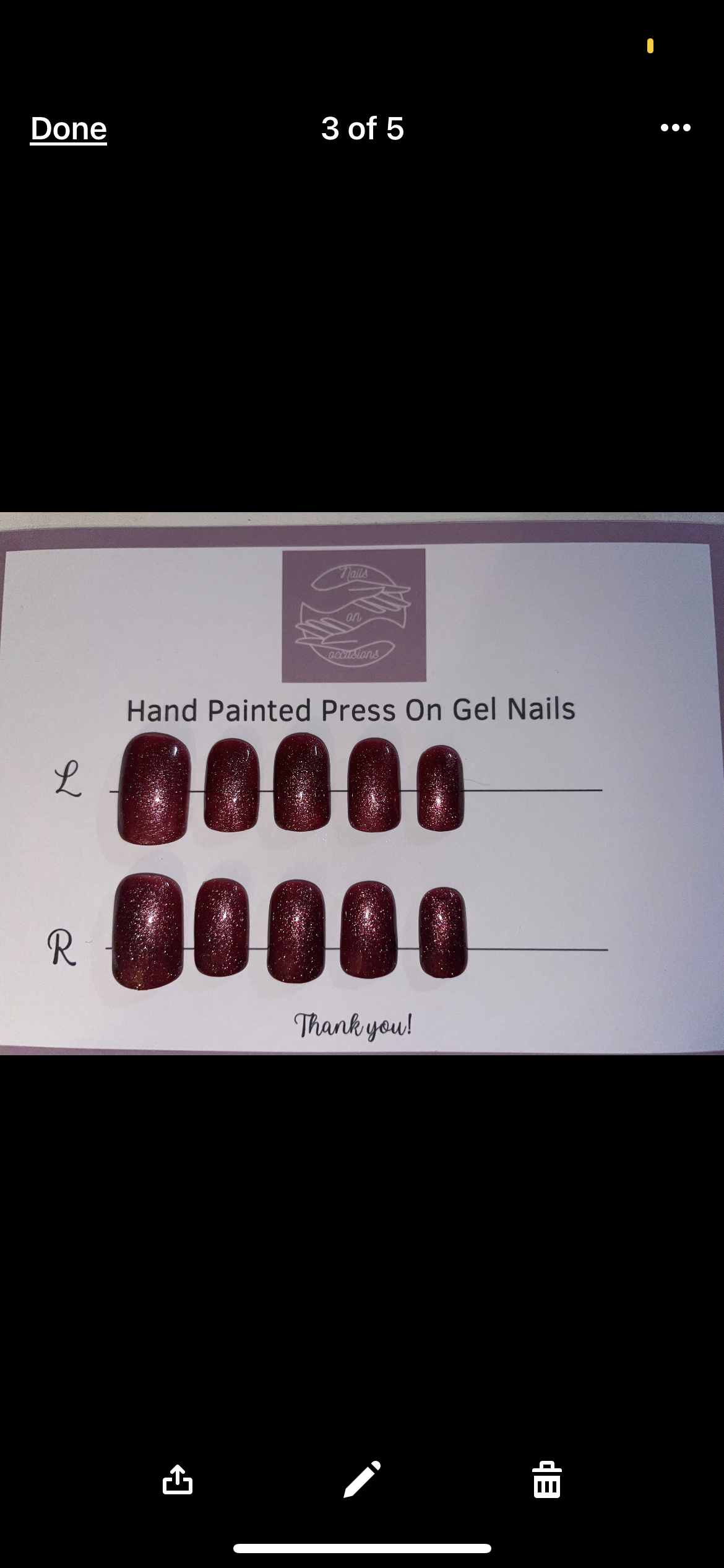 Short Square dark red glitter press on nails