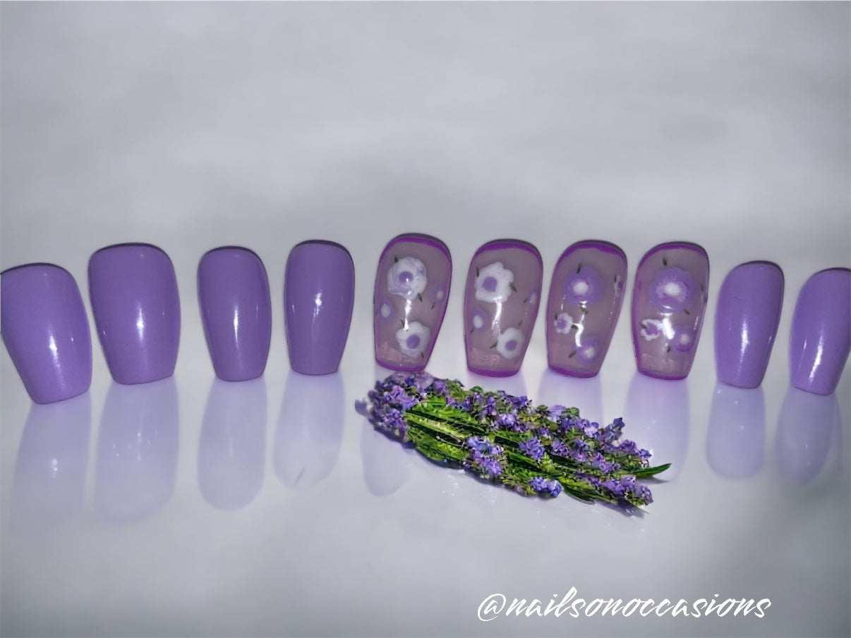 Luxury Press On Nails | Coffin Shape | Short Lilac Gel Nails | Acrylic | False | Fake Nails | Thanksgiving Gifts | BIAB | Handmade | Removable Nails | Stick on nails | UK free delivery | Autumn nails | Salon ready | Handpainted | DIY Nails | Luxury | Gel