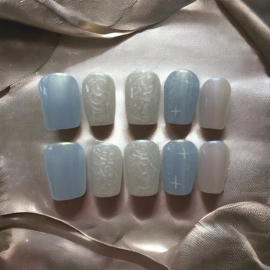 Press On Nails | wedding Nails | Short blue Gel Nails | Acrylic Nails | False Nails | Fake Nails | Thanksgiving Nails | BIAB | Handmade | Removable Nails | Stick on nails | UK free delivery | Gel nails | Nails on occasions | salon ready | coffin shape |