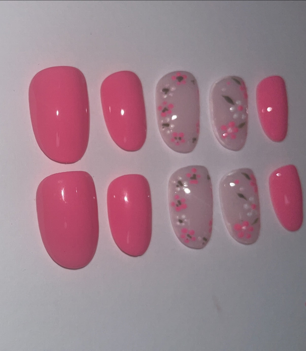 Pink short oval gel press on nails|birthday gift|bridalwear|false nails|stick on nails|