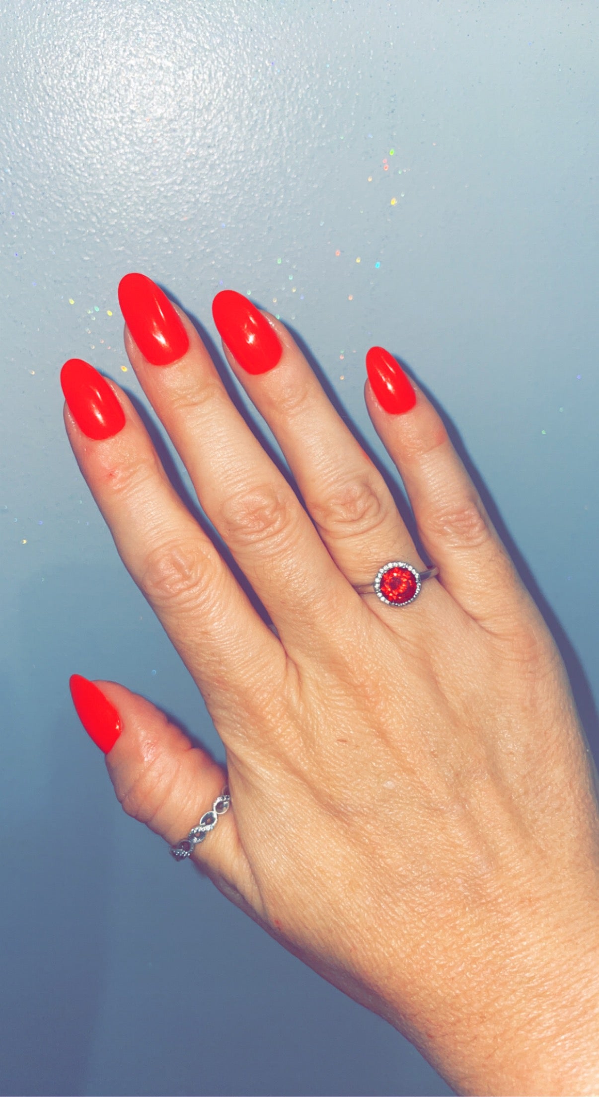 Medium round Red full cover press on nails