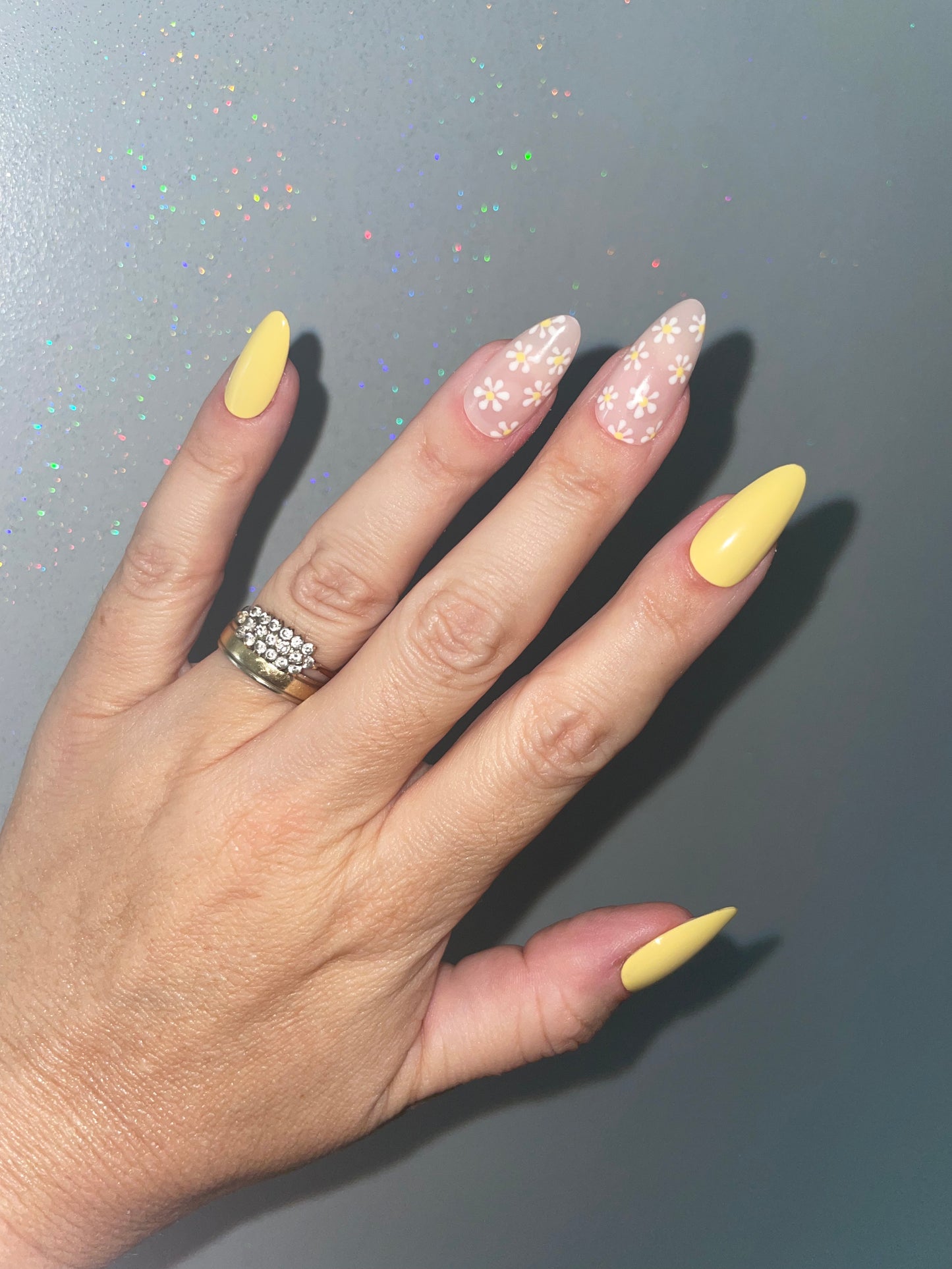 Press On Nails | yellow Nails | medium Almond Gel Nails | Acrylic Nails | False Nails | Fake Nails | Thanksgiving Nails | BIAB | Handmade | Removable Nails | Stick on nails | UK free delivery | Summer nails | Nails on occasions | salon ready | daisy art