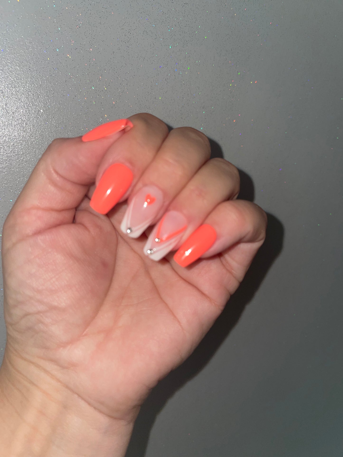 press on nails | V French nails | handmade | nail art | coffin shape | gel nails | stocking fillers | handmade gifts|summer nails | short coral gel nails | full cover | full cover nails | luxury nails | reusable nails | BIAB | Acrylic nails | free deliver