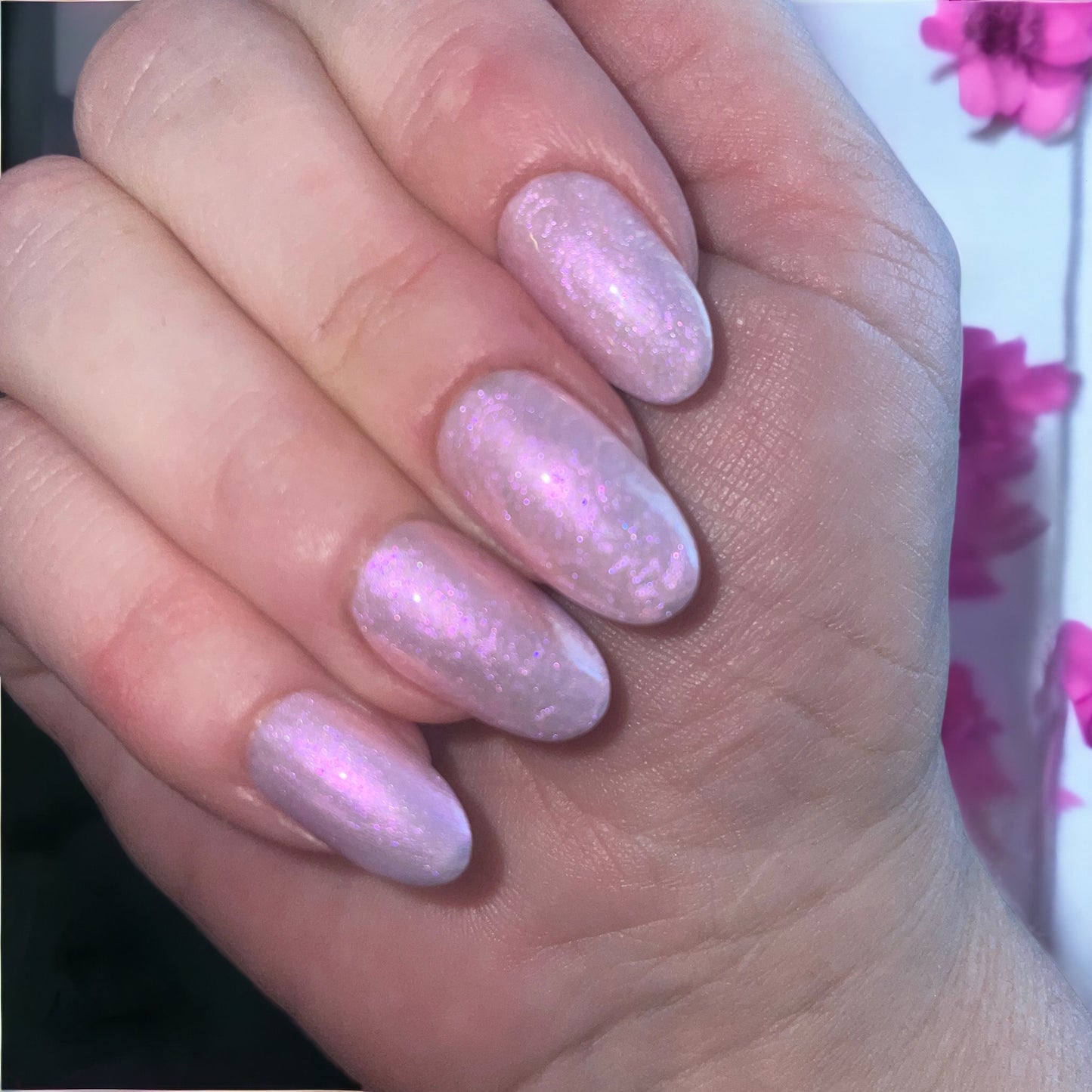 Medium short gel nails | pearlescent nails | press on nails | false nails | summer nails | bride to be nails | wedding nails | birthday gift | UK Free Delivery |  BIAB | Gel Nails | Acrylics | Pink Nails | Beauty Gifts | Reusable | Removable | Minimalist