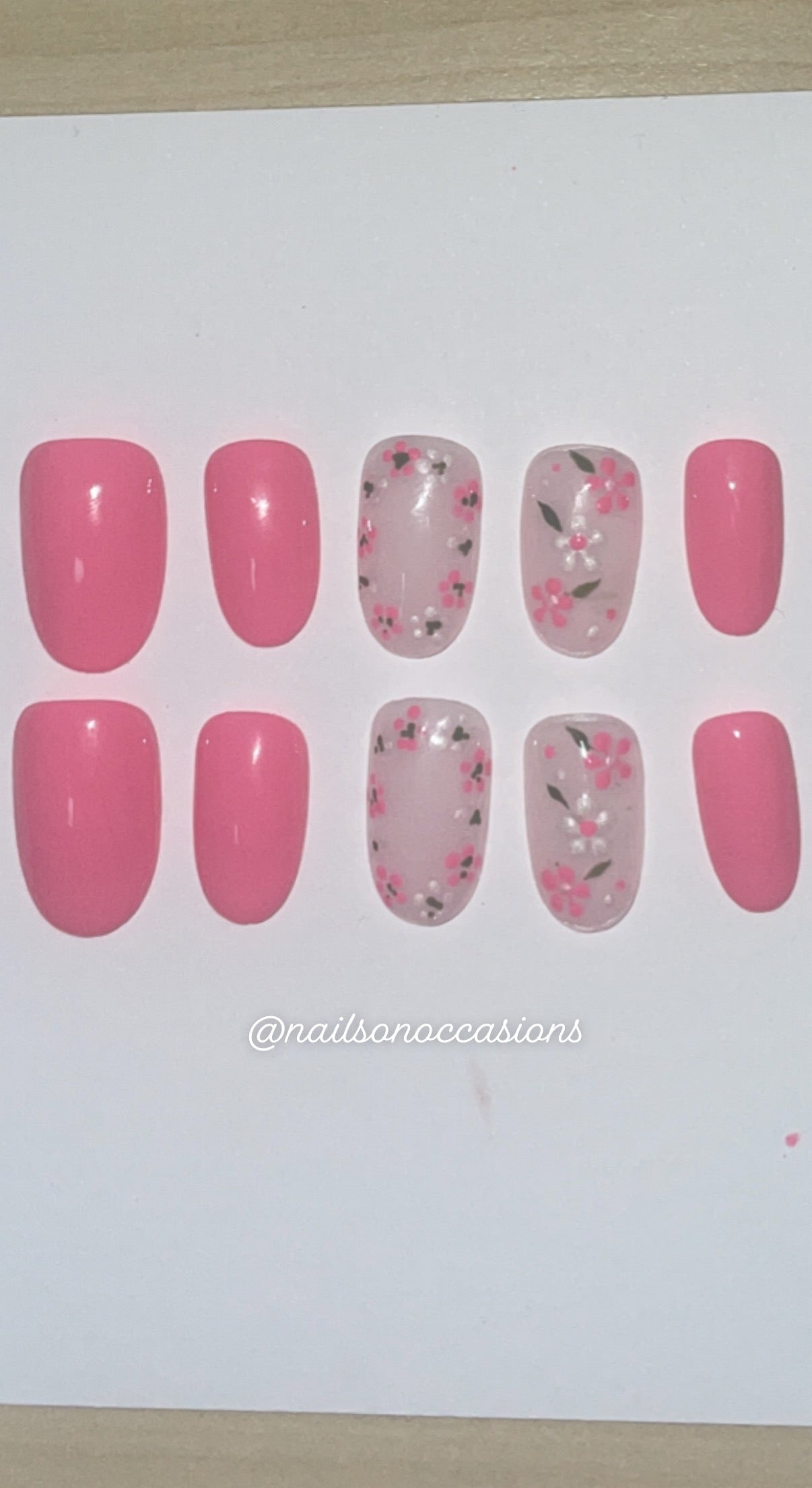 Pink short oval gel press on nails|birthday gift|bridalwear|false nails|stick on nails|