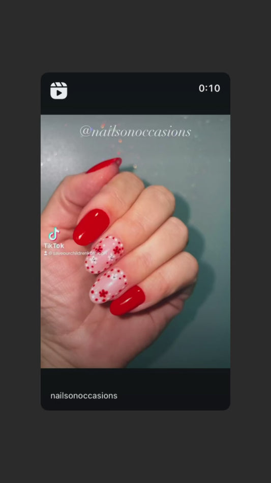 Press On Nails | flower Nails | Short red Gel Nails | Acrylic Nails | False Nails | Fake Nails | Thanksgiving Nails | BIAB | Handmade | Removable Nails | Stick on nails | UK free delivery | Summer nails | Nails on occasions | salon ready | Oval shape |