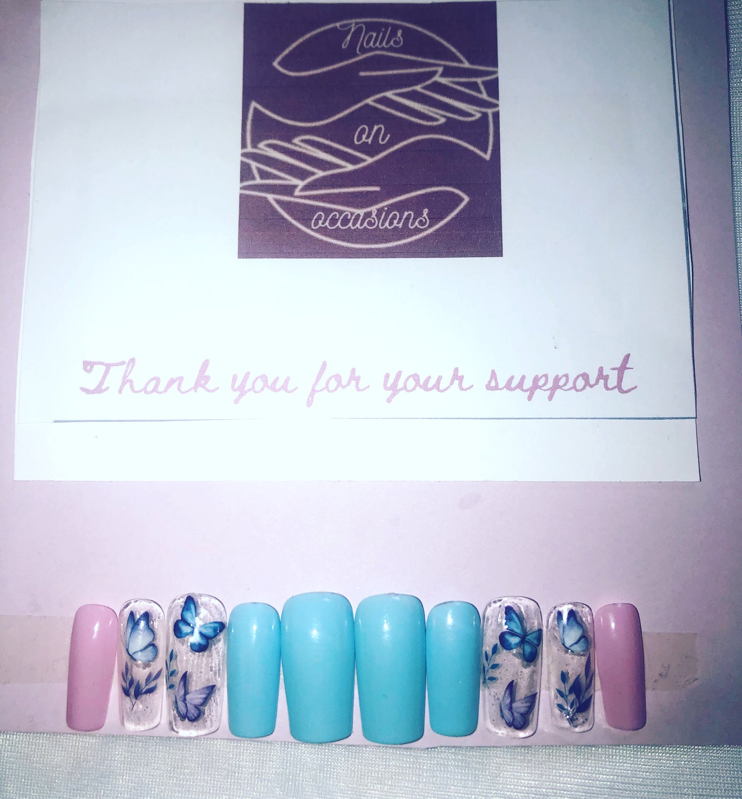 Medium Square with butterfly decal customisable press on nails