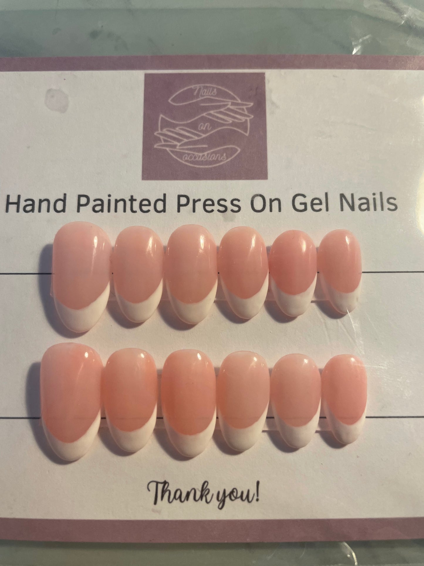 Short round French tip press on nails