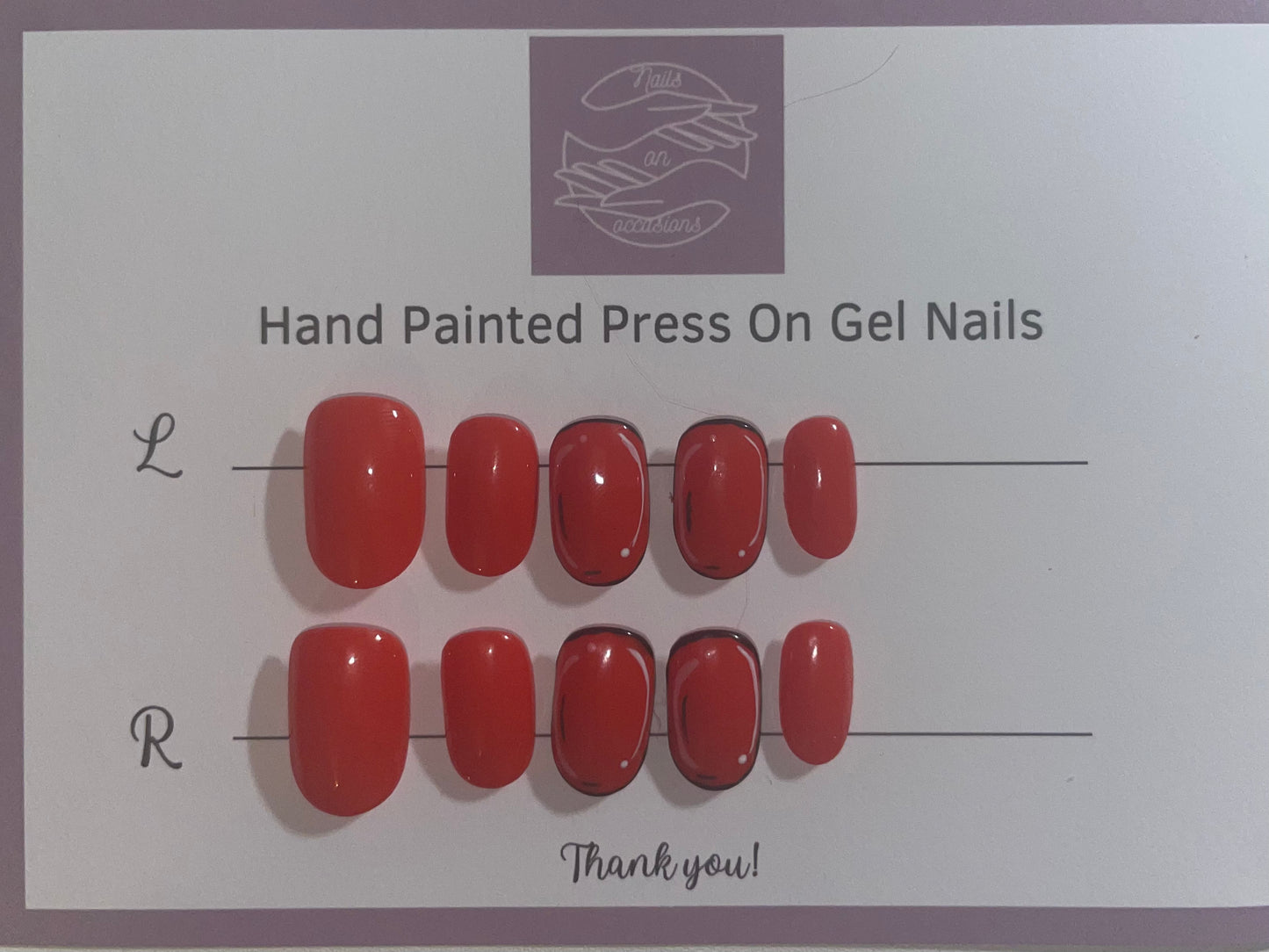 Short Oval bright Red pop art press on nails