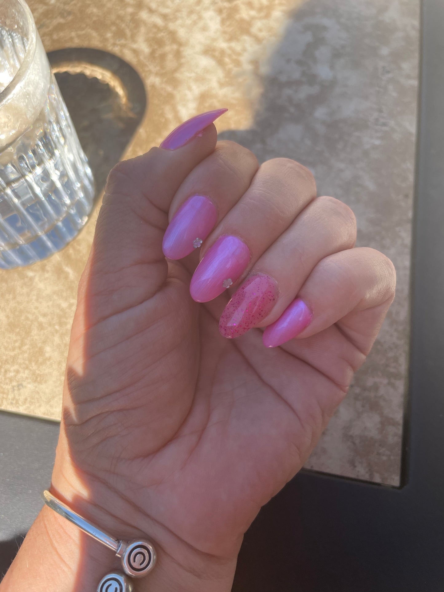 Press On Nails | summer Nails | Short pink Gel Nails | Acrylic Nails | False Nails | Fake Nails | bride to be Nails | BIAB | Handmade | Removable Nails | Stick on nails | UK free delivery | Summer nails | Nails on occasions | salon ready | Round  shape |