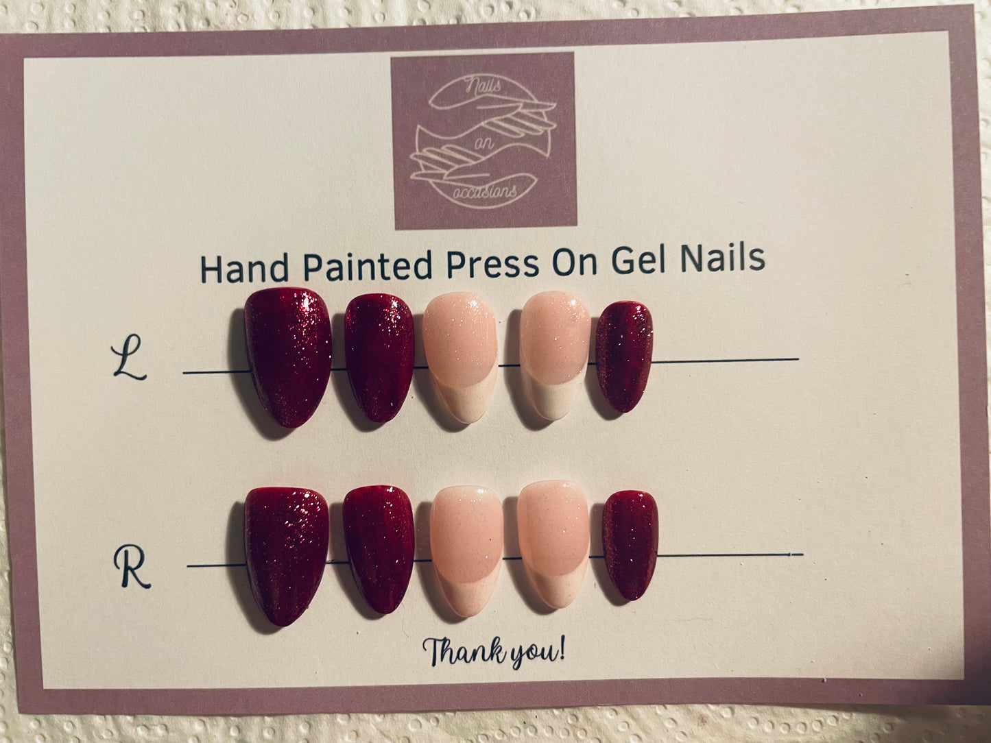 Short Almond French tip red press on nails