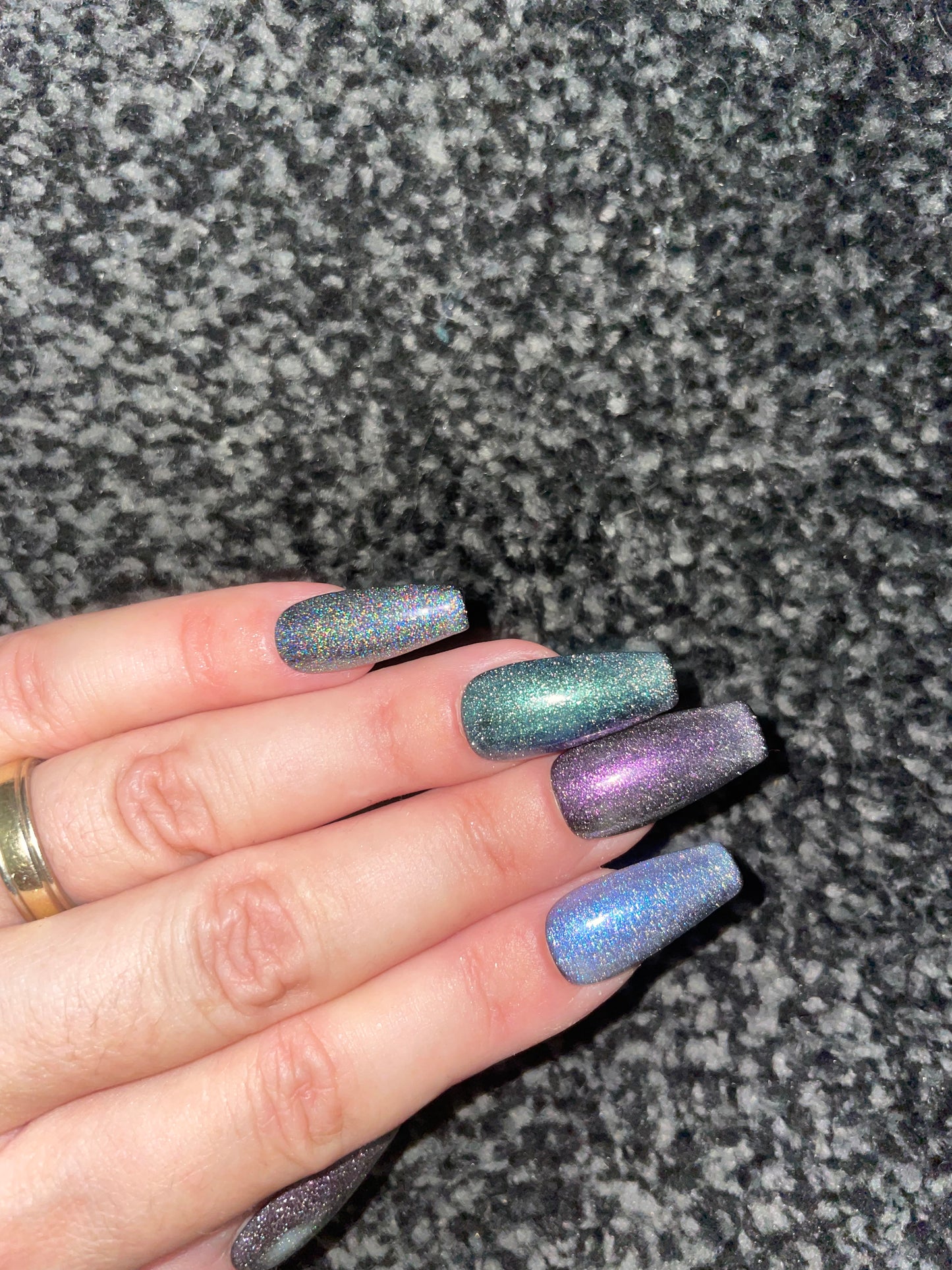 Medium Coffin Reflective glitter  press on nails