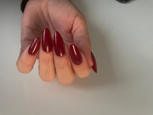 Medium stiletto dark red press on nails