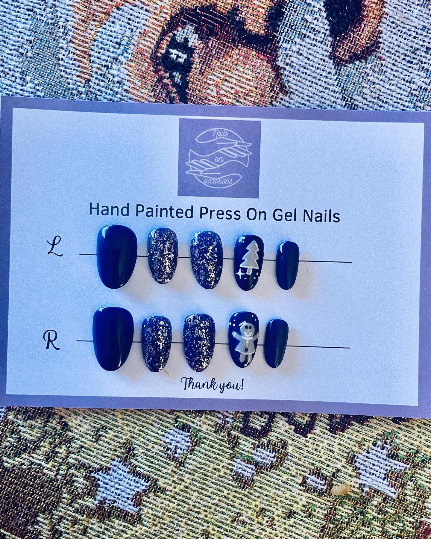 Short round purple Christmas press on nails