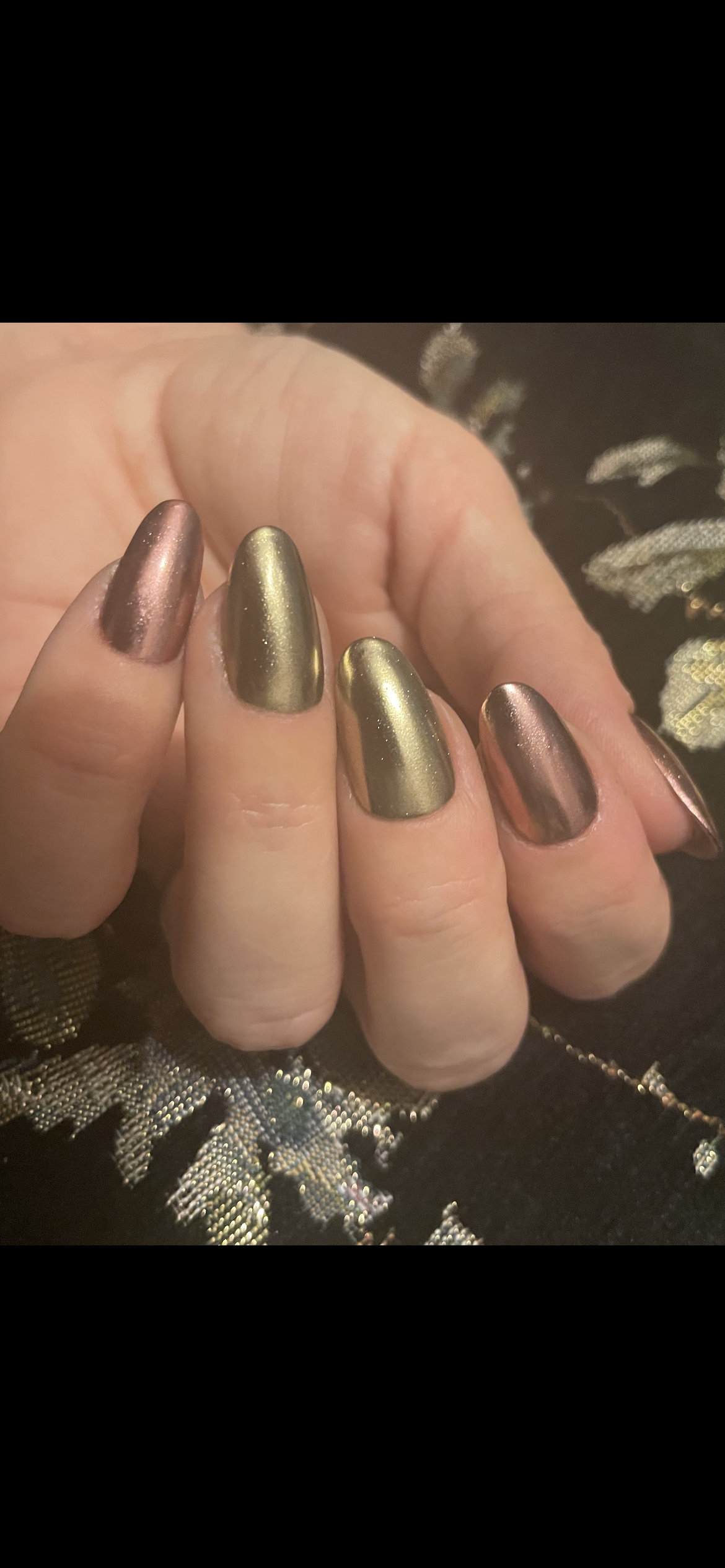 Luxury Press On Nails | Chrome Nails | Medium Rose Gold Gel Nails | Acrylic | False | Fake | Thanksgiving Nails | BIAB | Handmade | Removable Nails | Stick on nails | UK free delivery | Autumn nails | salon ready | Round shape | Reusable | Luxury | Polish