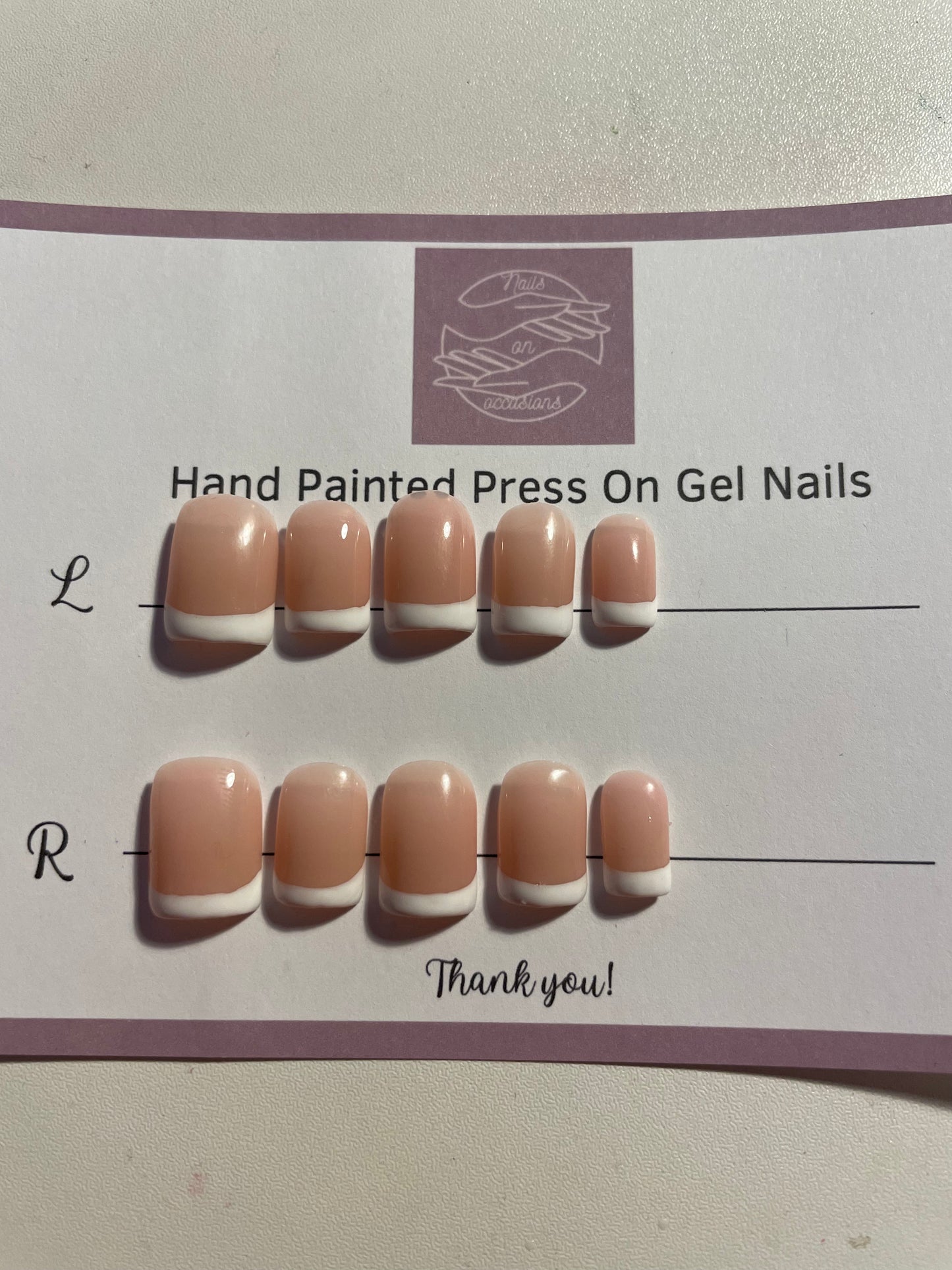 Short round French tip press on nails