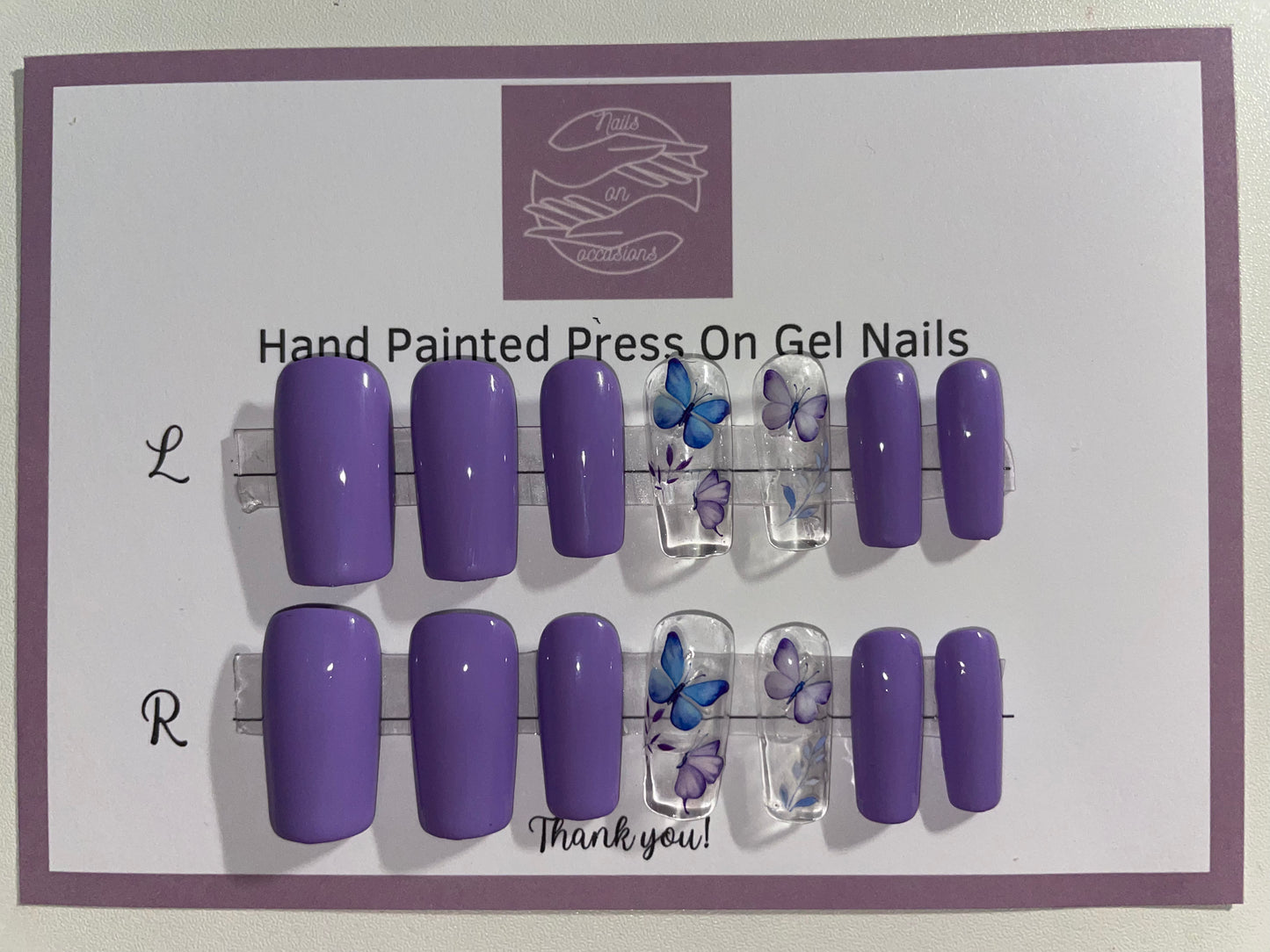 Medium Square with butterfly decal customisable press on nails